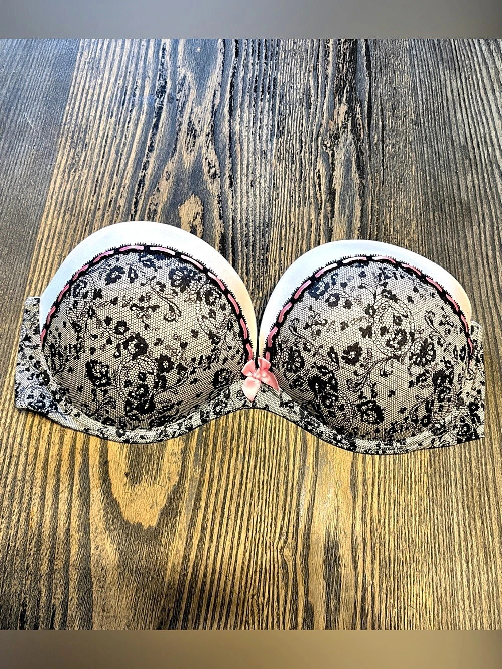 Victoria's Secret Very Sexy Strapless Bra Black & Pink 38D